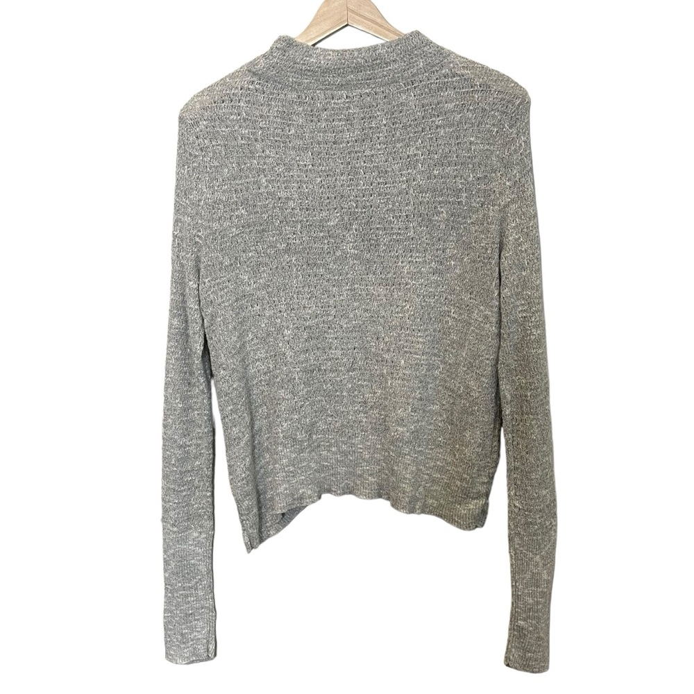 Free People Linen Boho Wrap Crossover Long Sleeve Sweater Top Size S Gray - Picture 3 of 10